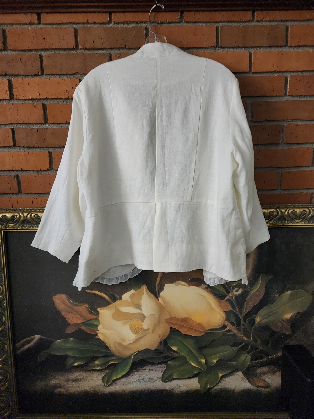 Multiples White Ruffled Linen Blazer - Picture 7 of 9